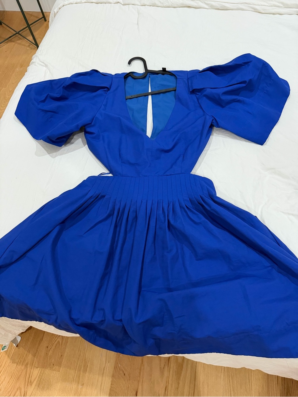 Banana Republic Royal Blue Puff Sleeve V-Neck Midi Dress